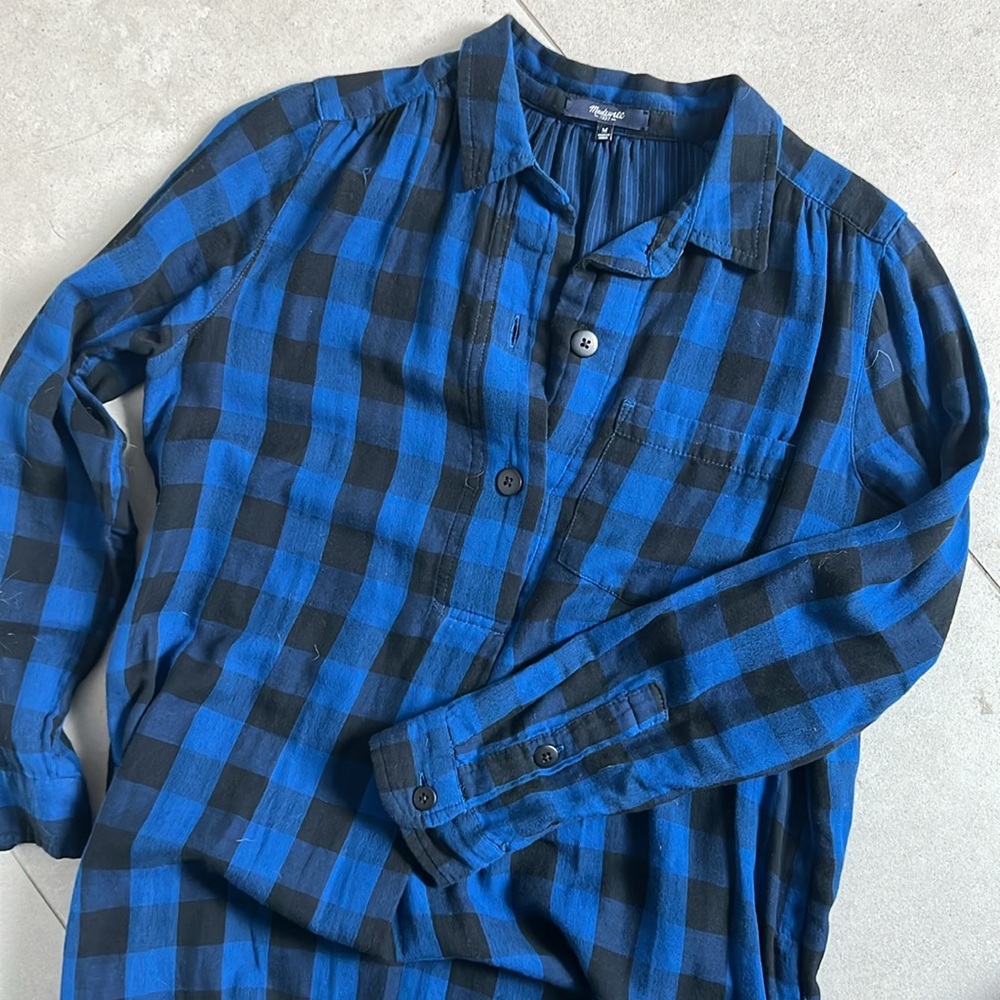 Madewell Blue Buffalo Plaid Tunic Dress Medium